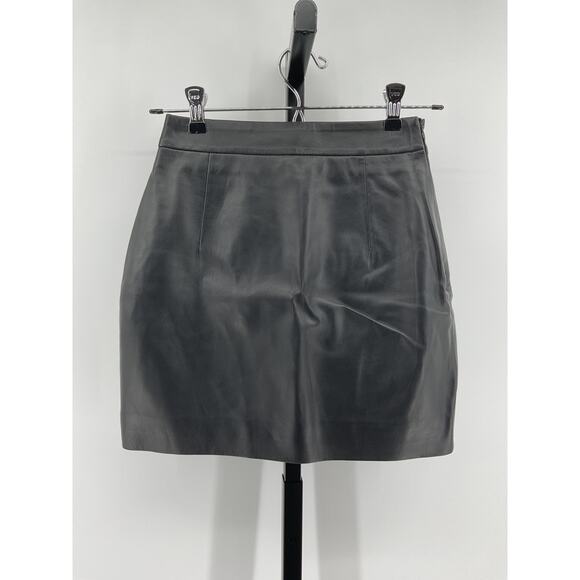 Zeynep Arcay Mini 'U Slit' Black Leather Skirt Size 0 - Picture 3 of 5